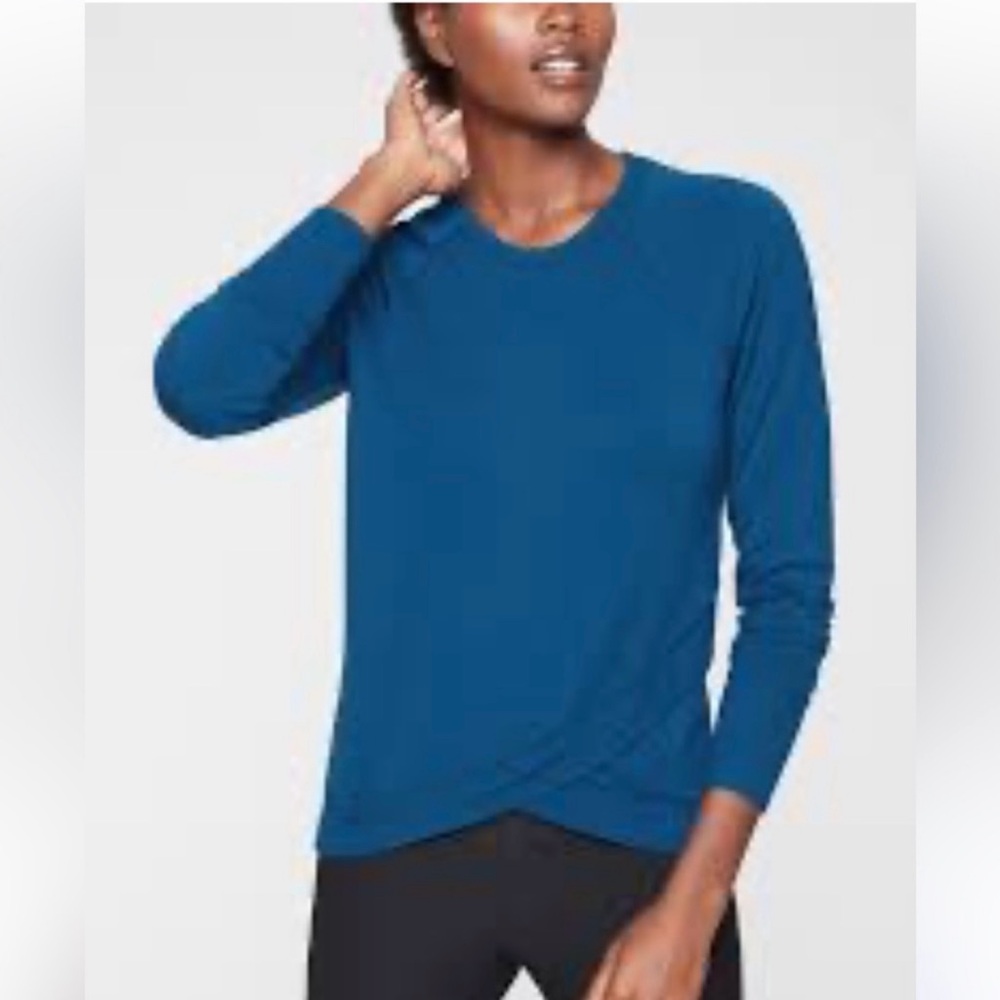 Athleta Criss Cross Tulip Blue Abyss Sweatshirt Size Small